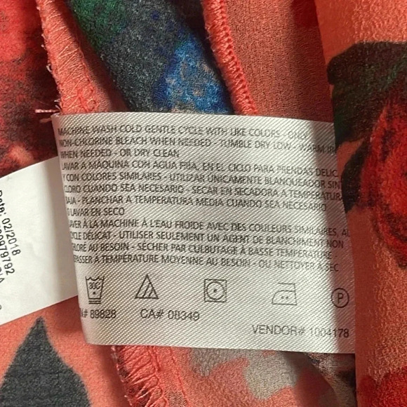 Vintage America Blues Orange Red Floral Pace Bell Sleeve Boho Blouse - Size M - Picture 5 of 5